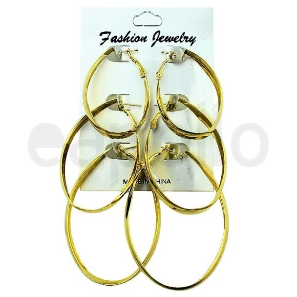 Wholesale Gold Oval Hoop Earrings - Assorted Sizes