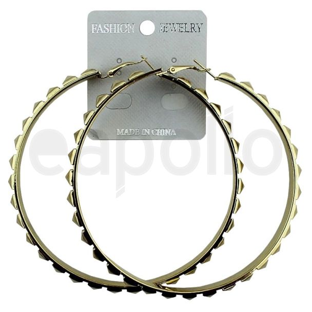 Wholesale Gold Square Pattern Round Hoop Earrings - 8cm