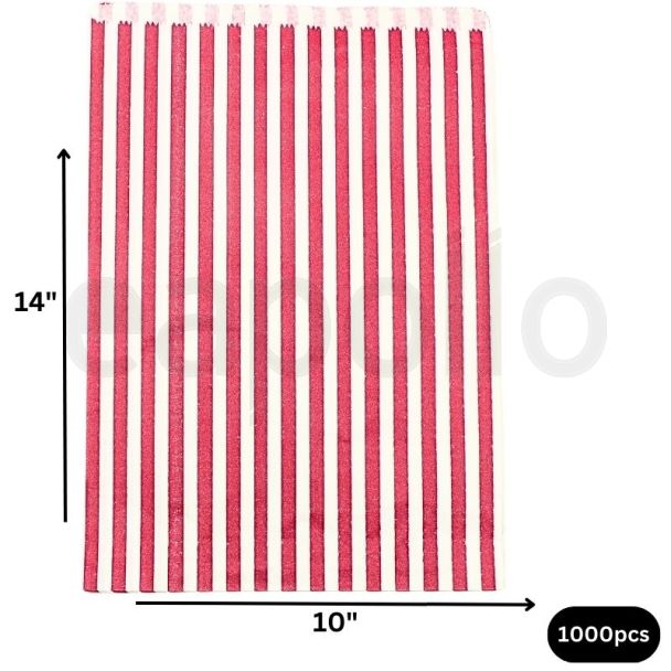 Wholesale Pink Candy Stripes Bag 10" x 14" (1000pcs)
