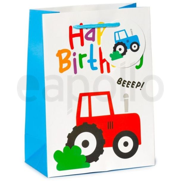 Wholesale Happy Birthday Little Tractors Gift Bag - Medium
