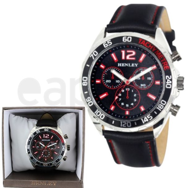 Wholesale Henley Men's Sports Polished Coloured Stitch Multi Eye Watch