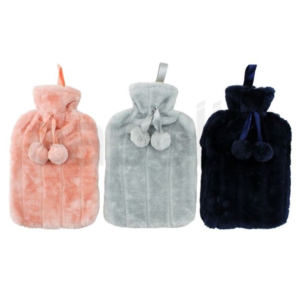Wholesale Hot Water Bottle With Faux Fur Cover - Assorted