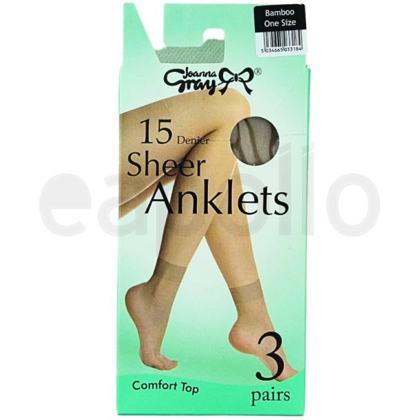 Wholesale Joanna Gray's 15 Denier Anklets - Bamboo (One Size) (3pp)