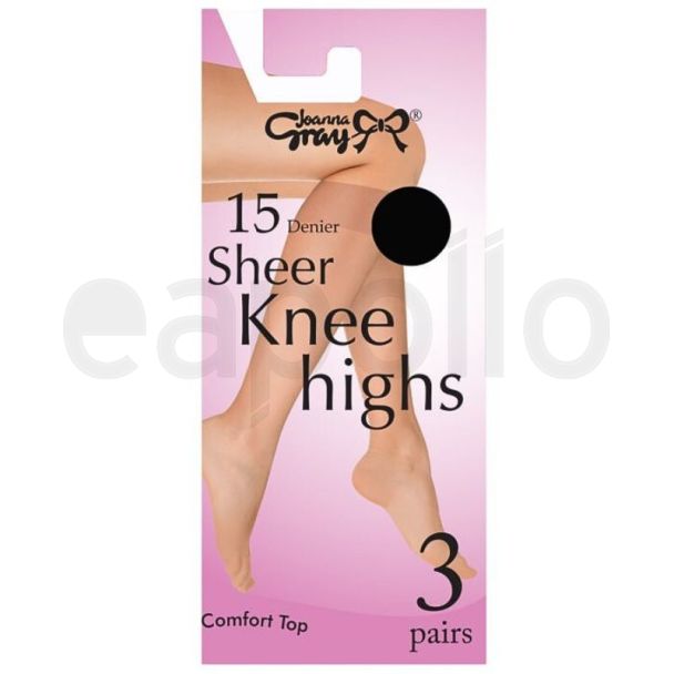 Wholesale Joanna Gray's 15 Denier Knee Highs - Barely Black (One Size) (3pp)