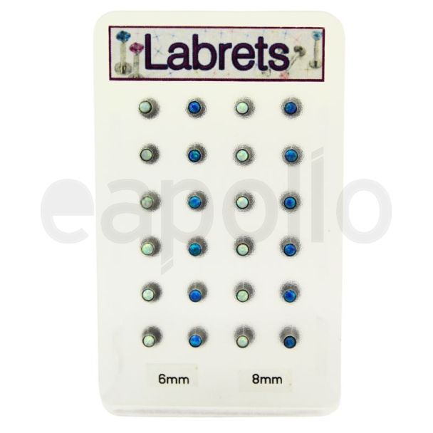 Wholesale Labrets Rain Crystal Piercing Set - Silver