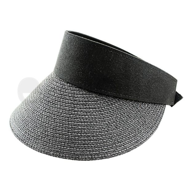 Wholesale Ladies Plain Black Band Visor - Black
