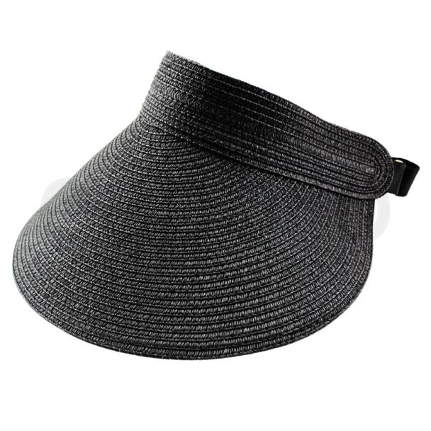 Wholesale Ladies Plain Black Band Visor - Black