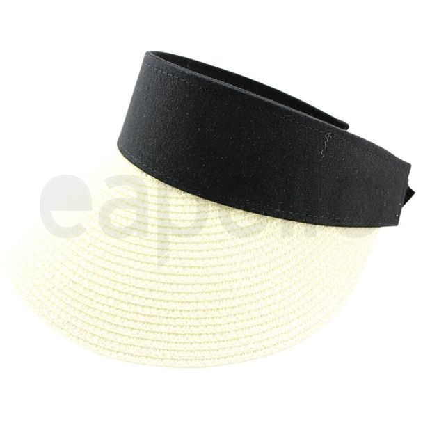 Wholesale Ladies Plain Black Band Visor - Cream