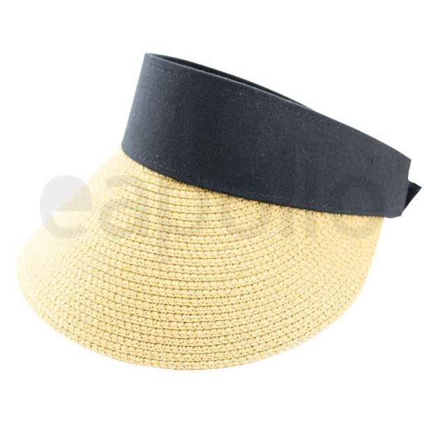 Wholesale Ladies Plain Black Band Visor - Sand