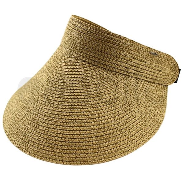 Wholesale Ladies Plain Black Band Visor - Sand