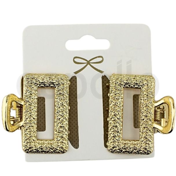 Wholesale Ladies Rectangle-Shaped Clamps - Gold (4cm)
