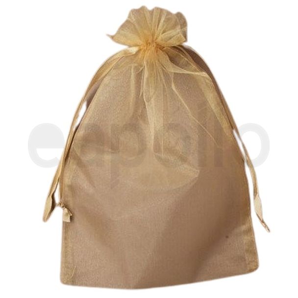 Wholesale Large Light Gold Organza Bag (30 x 21cm) 