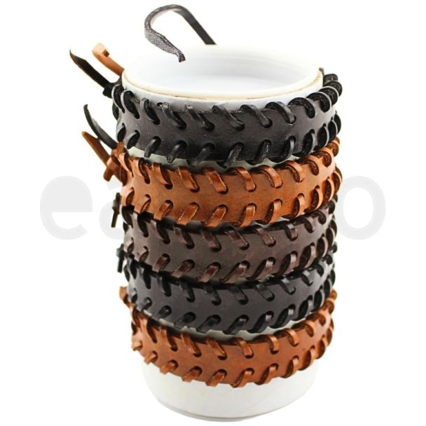 Wholesale Leather Bracelet - Assorted Design D (12 Pieces)
