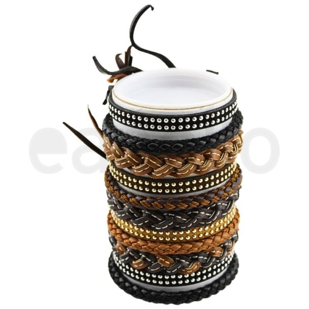 Wholesale Leather Bracelet - Assorted Designs (12 Pieces)