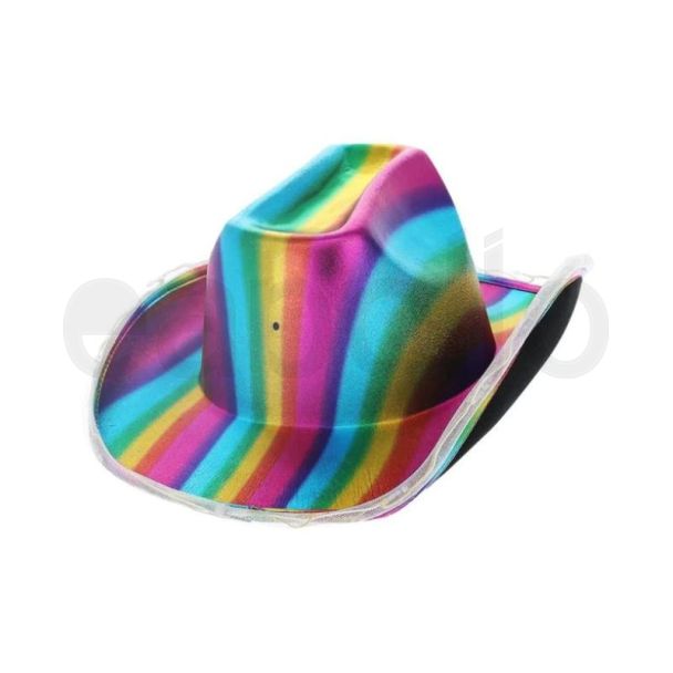 Wholesale LED Light Up Metallic Cowboy Hat - Rainbow