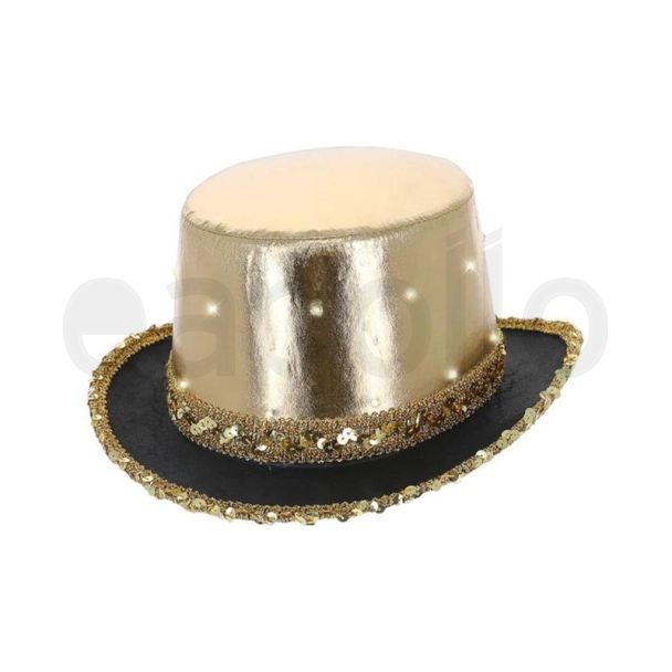 Wholesale LED Light Up Metallic Top Hat - Gold