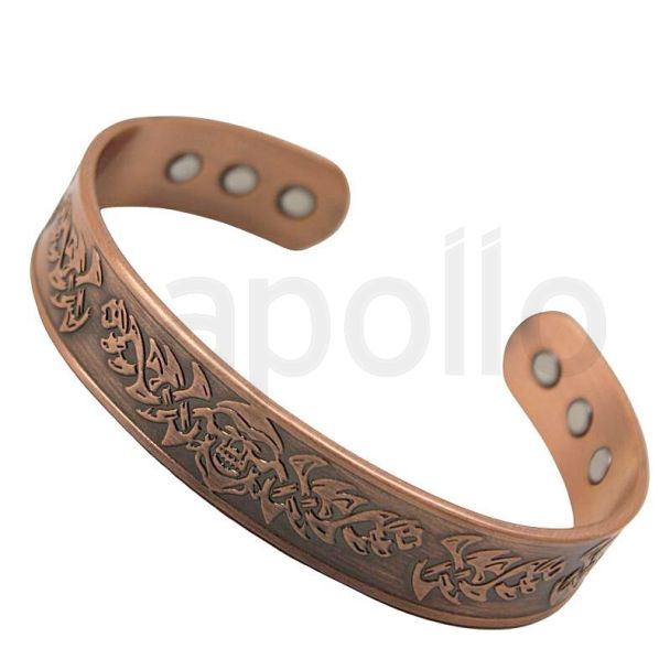 Wholesale Magnetic Copper Bangle - Skull Design (One Size) 
