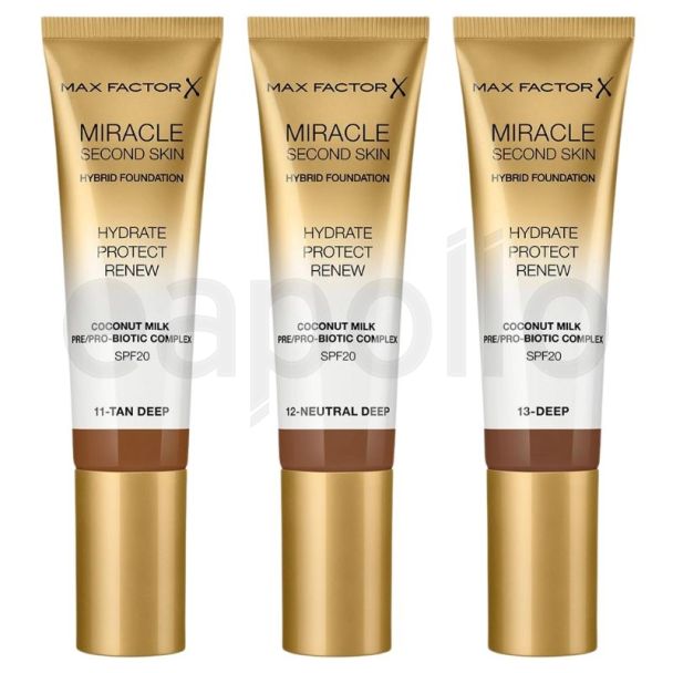 Wholesale Max Factor Miracle Second Skin Hybrid Foundation - Assorted 