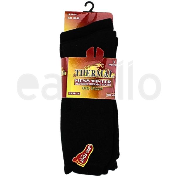 Wholesale Men's Brushed Big Foot Thermal Winter Socks - Black 