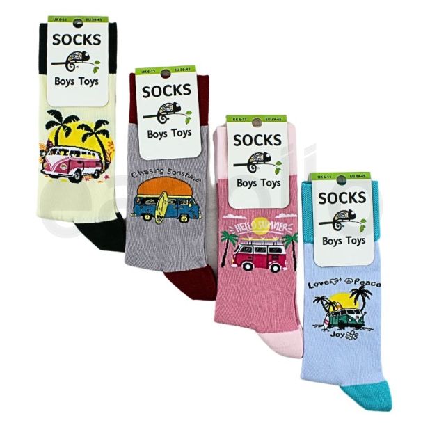 Wholesale Men's "Camping" Design Socks (3 Pack) - Assorted