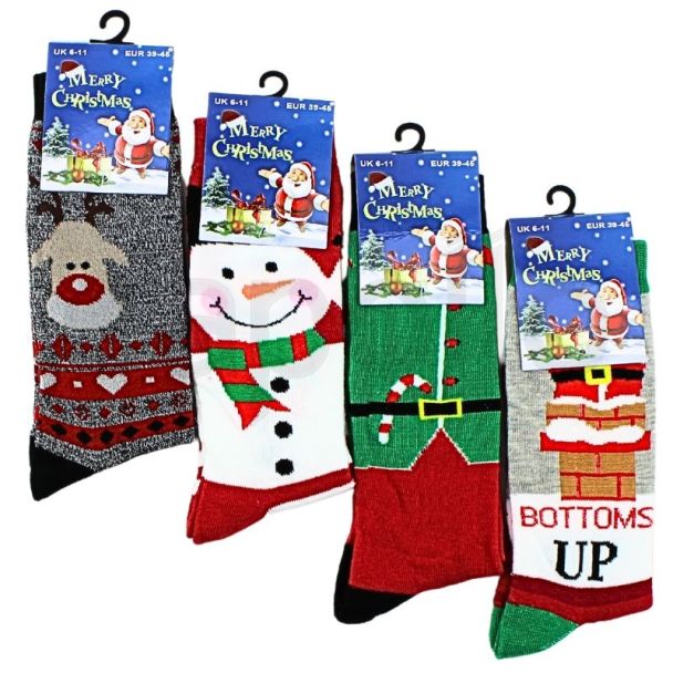 Wholesale Men's Christmas Design Socks (1 Pack)  - (UK 6-11) Assorted Designs 