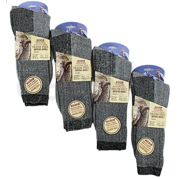 Wholesale Men's Fresh Feel Merino Wool (1 Pack) - Grey (6-11)