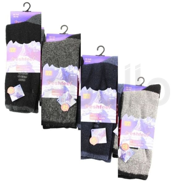 Wholesale Men's FreshFeel Merino Wool (1 Pair Pack) - Asst.