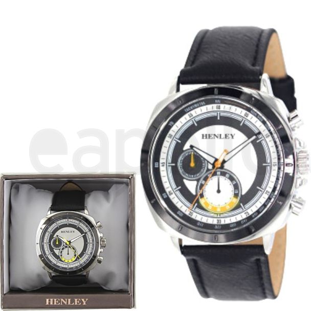 Wholesale Men's Henley Round Leather Strap Watch 