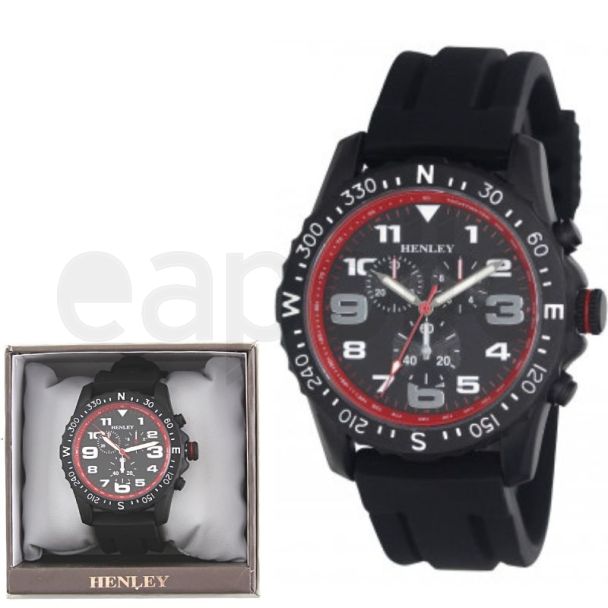 Wholesale Men's Henley Sports Silicone Multi Eye Watch - Black/Red 