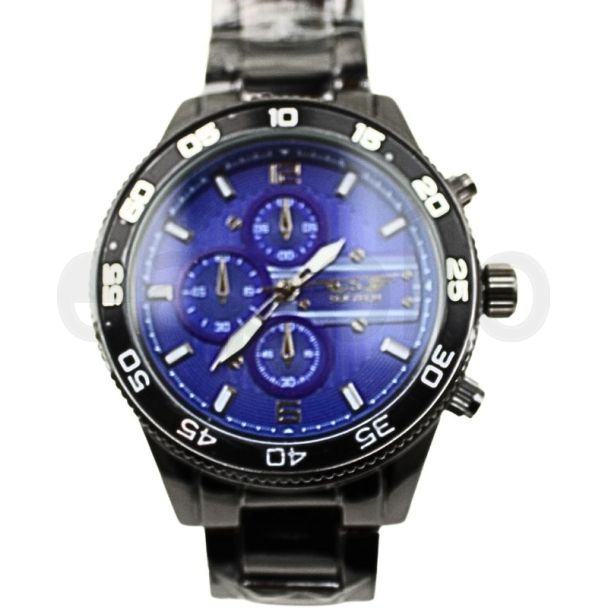 Wholesale Men's Softech Round Metal Bracelet Watch - Black/Blue