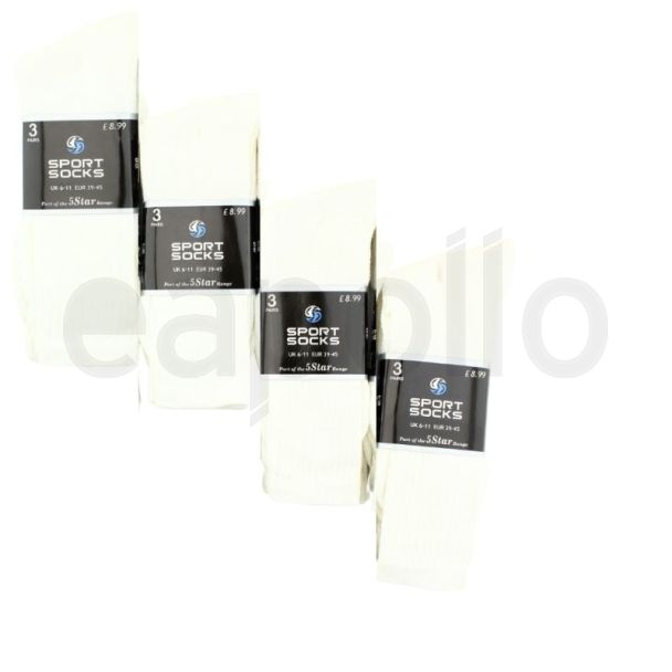 Wholesale Men's Sport Socks - White (3 Pair Pack) 