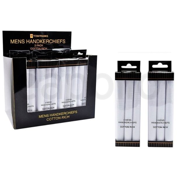 Wholesale 100% Cotton Hankies For Men -  3 Pack 