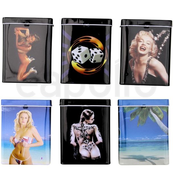 Wholesale Metal Sliding Top Tin Case - Assorted Designs