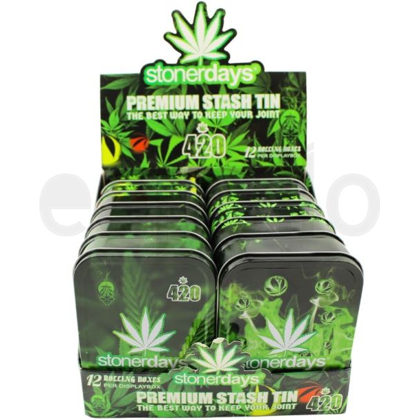Wholesale Metal Stash Tins - Green Leaf Design