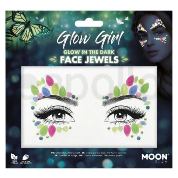 Wholesale Moon Glow In The Dark Face Jewels - Glow Girl 