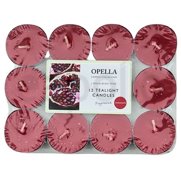 Wholesale Opella Tealight Candles- Pomegranate (Pack of 12)