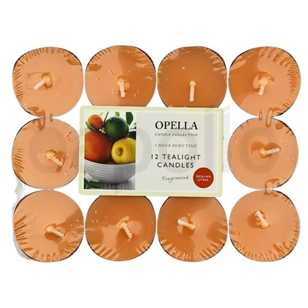 Wholesale Opella Tealight Candles- Sicillian Citrus (Pack of 12)