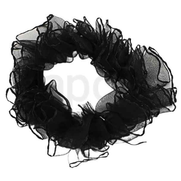 Wholesale Organza Fabric Black Scrunchies 