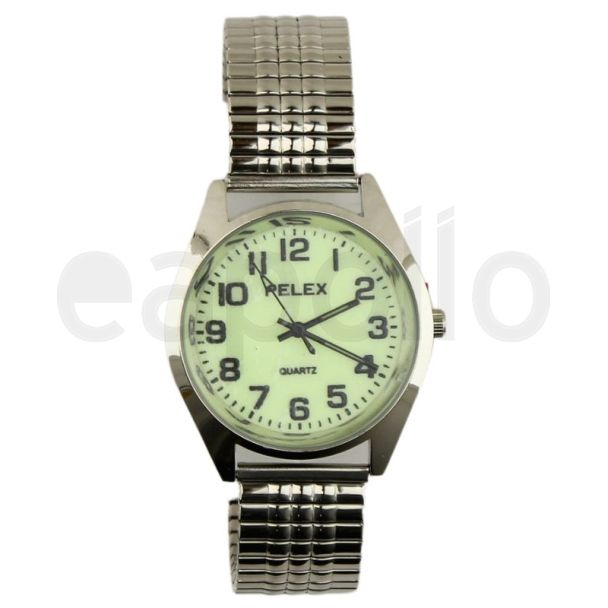 Wholesale Pelex Men's Glow In The Dark Dial Metal Expander Strap Watch