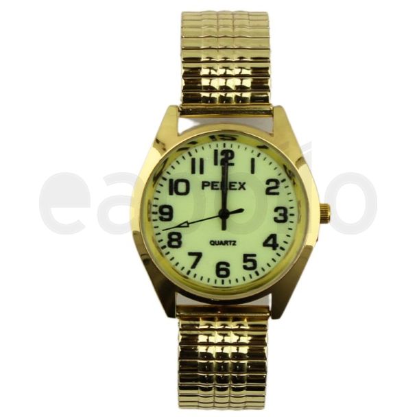 Wholesale Pelex Men's Glow In The Dark Dial Metal Expander Strap Watch
