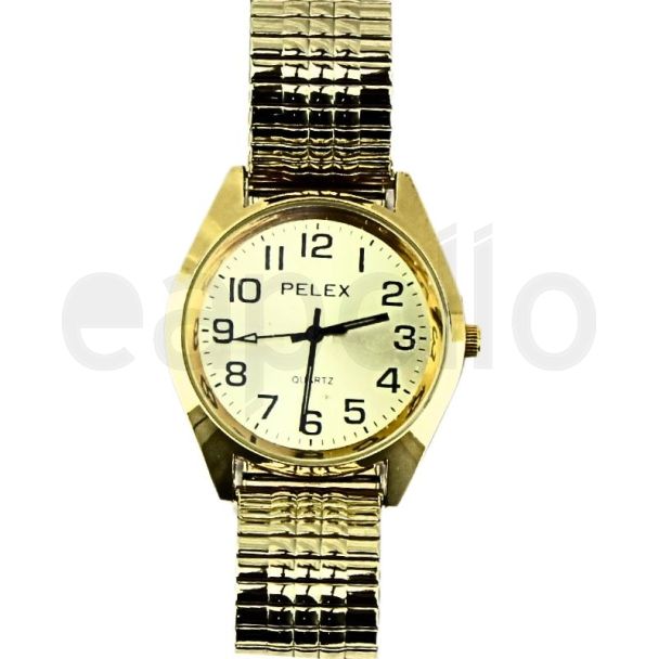 Wholesale Pelex Men's Metal Expander Strap Watch - Gold/Gold