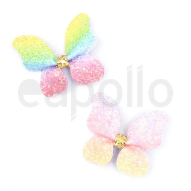 Wholesale Rainbow Glitter Butterfly Hair Clips 