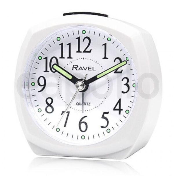 Wholesale Ravel Front Colour Pop Beep Quartz Alarm Clock - All White