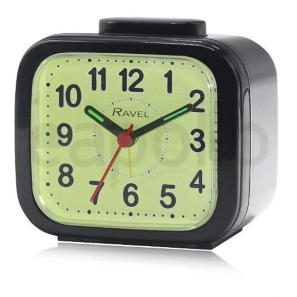 Wholesale Ravel Illuminous Dial Quartz Bell Alarm Clock - All Black