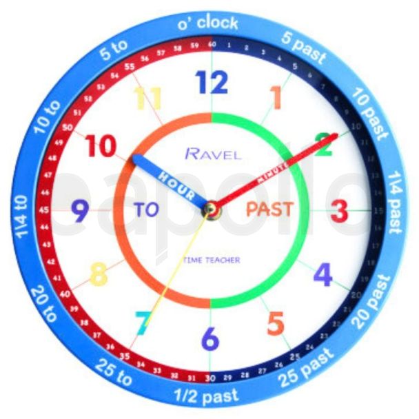Wholesale Ravel Kids Time Teacher Wall Clock 25cm - Blue