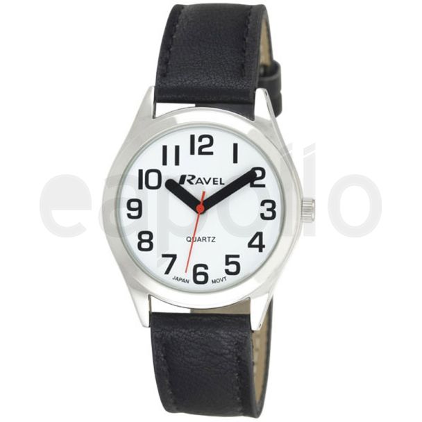 Ravel Men's Super Bold Silver Tone Watch - Black Strap