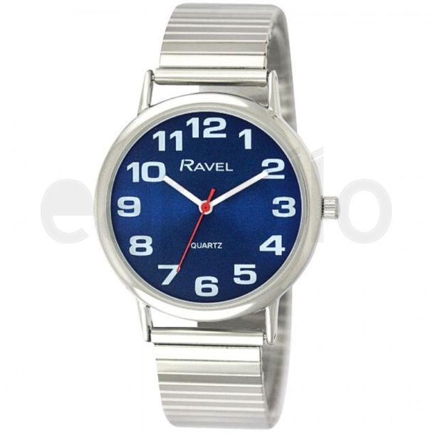 Ravel Men's Metal Expander Watch - Silver/Blue