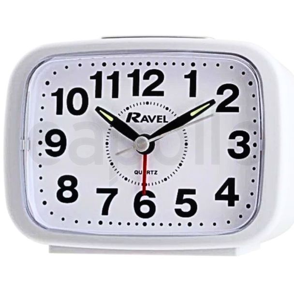 Wholesale Ravel Rectangular Quartz Sweeping Alarm Clock - White