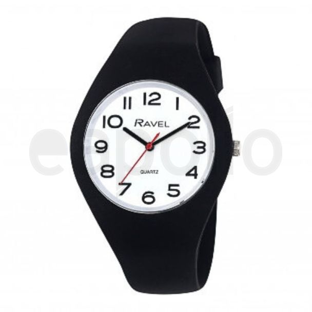 Wholesale Ravel Unisex Comfort Fit Silicone Watch - Black/White