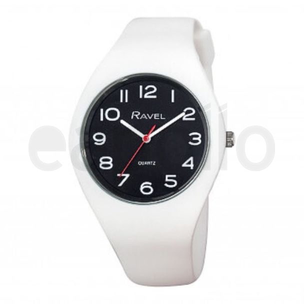 Wholesale Ravel Unisex Comfort Fit Silicone Watch - White/Black